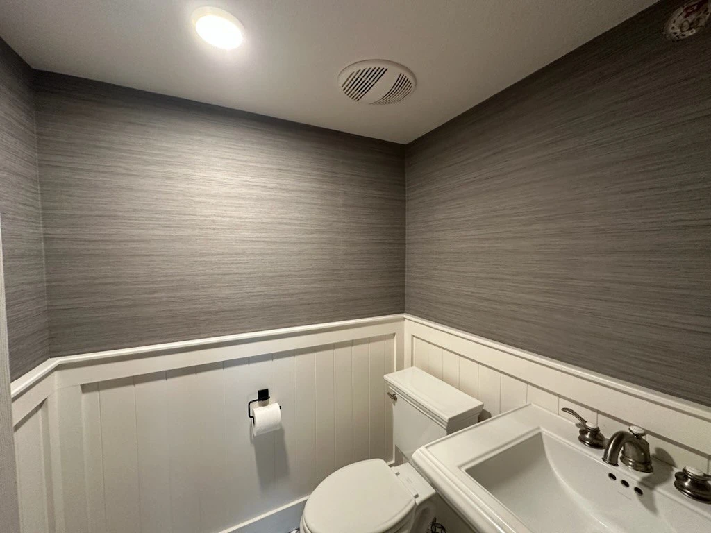 Commercial wallpaper installation in office space in Downtown Houston
