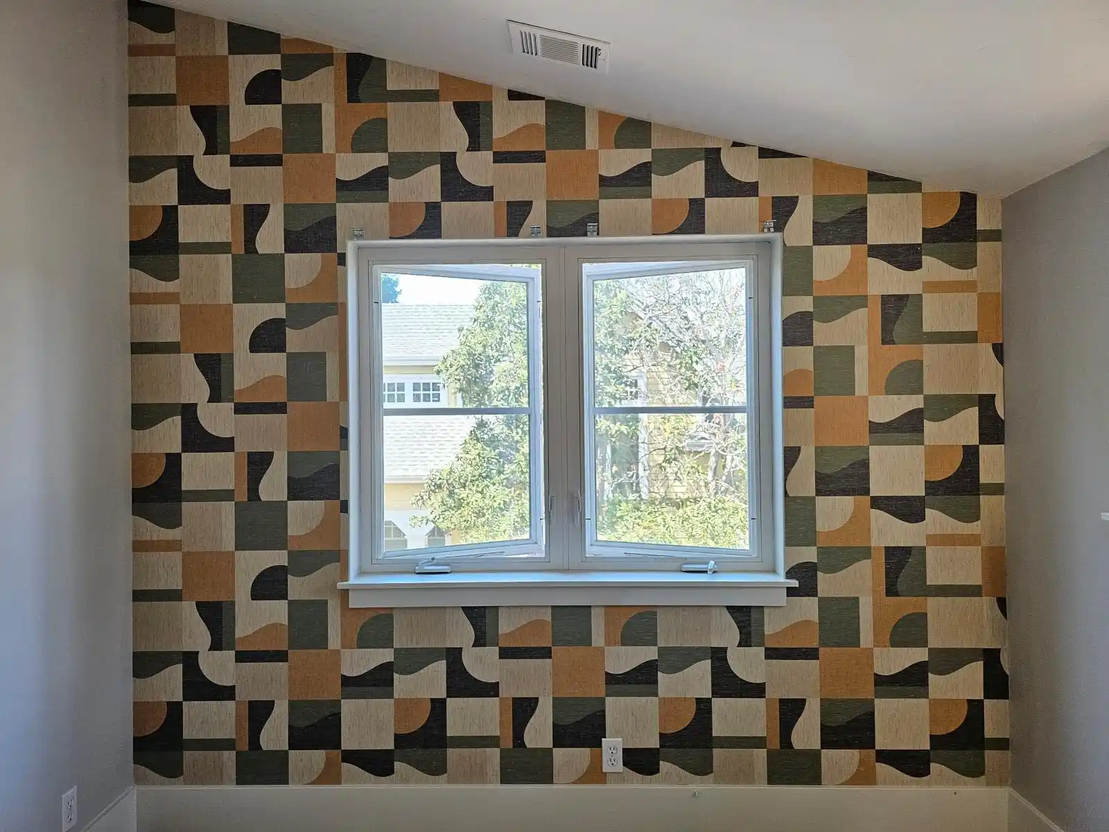 Residential wallpaper installation in bedroom in Houston, TX